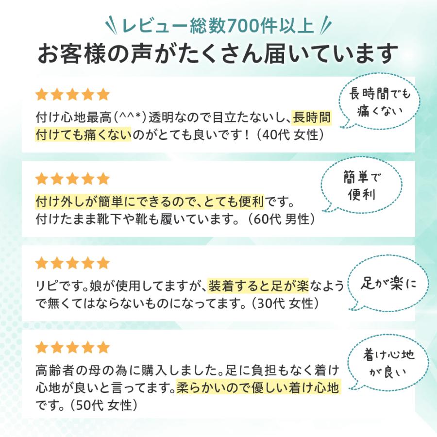 外反母趾 サポーター 4個 セット スニーカー パンプス 外反防止 173 外反母趾楽歩 付けたまま 選べる カラー 清潔 洗える 日本製 広げる クリア 両足 | 木原産業 | 10