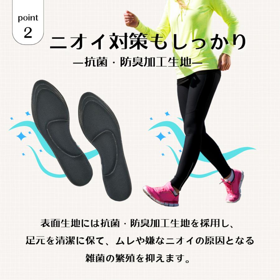 インソール 中敷き 衝撃吸収 土踏まず かかと 蒸れ ムレ 足ムレ 対策 低反発 アーチ 楽歩 女性用 男性用 228 229 立ち仕事 疲れ 抗菌 防臭 ムレ対策 清潔 | 木原産業 | 05