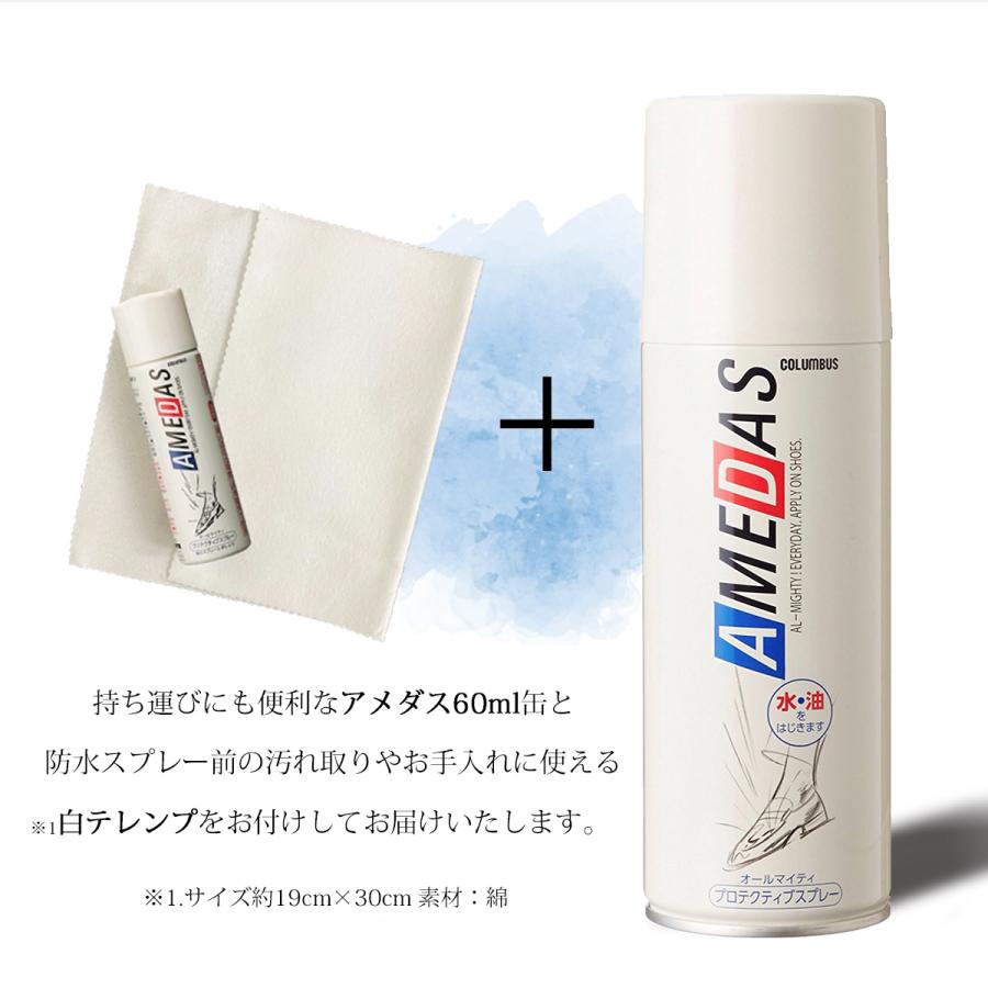 数量限定 60ml缶＋白テレンプセット 防水スプレー アメダス 420ml 2本セット 靴 服 最強 強力 スキー カッパ テント キャンプ｜actika｜02