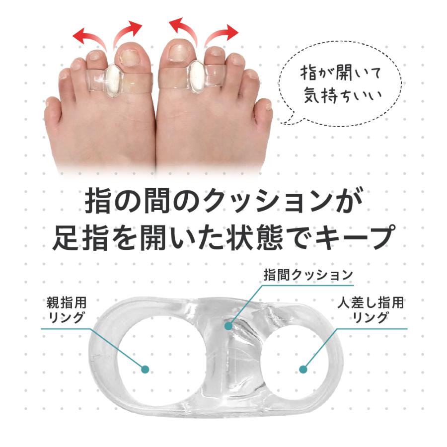 外反母趾 サポーター 靴 スニーカー パンプス 外反防止 グッズ 173 外反母趾楽歩 正規品2個セット 付けたまま 清潔 洗える 日本製 広げる 透明 クリア｜actika｜06