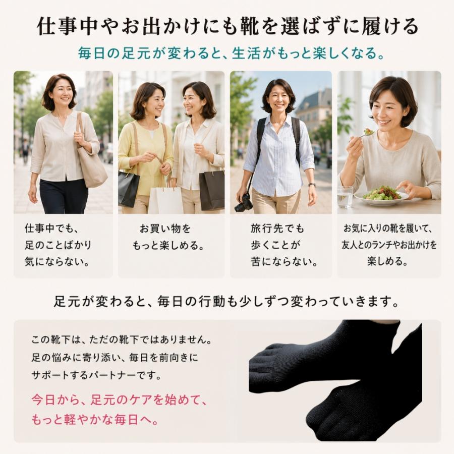 靴下 サポーター 外反母趾楽歩 こっそり５本指 靴下 セパレート サポーター 足の痛み 自然 アンクル 親指 外反母趾対策 外反母趾サポーター 足裏 | 木原産業 | 07
