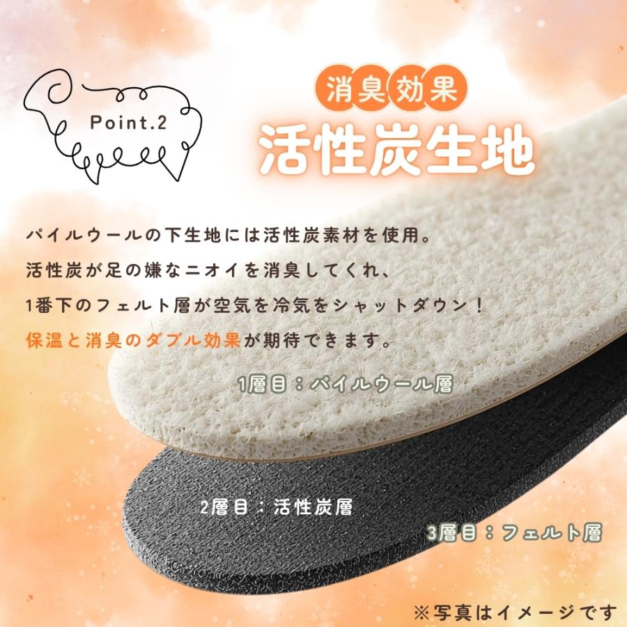 インソール 中敷き 暖かい 靴 防寒 消臭 足ムレ 蒸れ対策 足 冷え対策 グッズ 冷え性  500 活性炭羊毛 足元 温活 | 木原産業 | 03