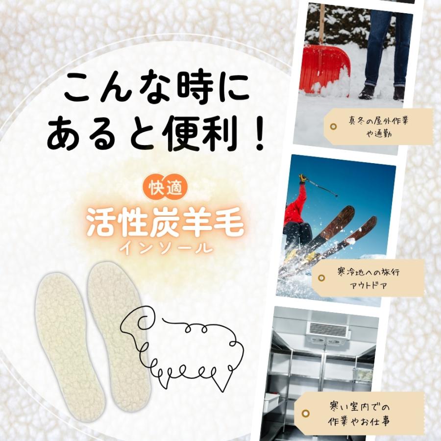 インソール 中敷き 暖かい 靴 防寒 消臭 足ムレ 蒸れ対策 足 冷え対策 グッズ 冷え性  500 活性炭羊毛 足元 温活 | 木原産業 | 07
