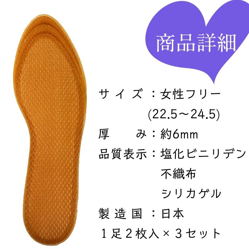 インソール 中敷き 3足 セット 蒸れ 足ムレ 対策 足の臭い対策 シリカゲル インソール 女性用 | 木原産業 | 04