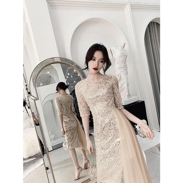 数量限定 ワンピース パーティ ひざ丈 ワンピドレス ディナー デート スパンコール 人気ブランドを Www Doctor Plan Com