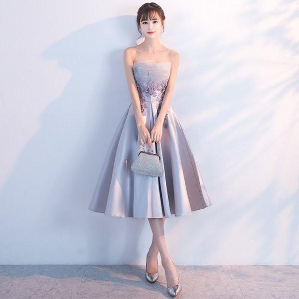 純正新作 ワンピース ベアトップ フラワー ビジュー ワンピース 2色 結婚式 ２次会 売り出しオーダー Www Superavila Com