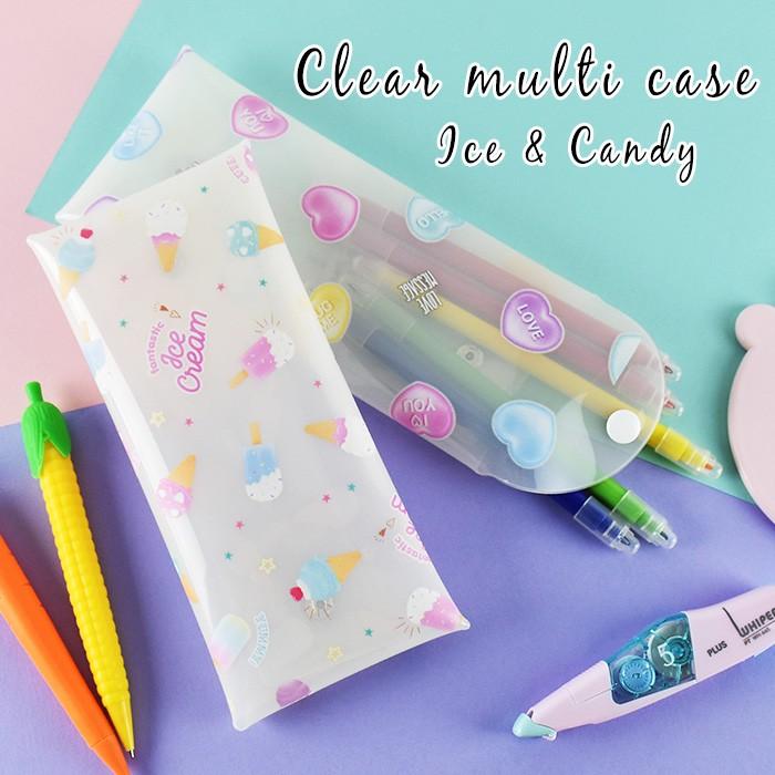 ペンケース 筆箱 小物入れ クリアマルチケース Lサイズ レディース 女子 女の子 Amシリーズ 透明 クリア Pvc Ice Cand メール便可 Amd 016b Action 通販 Yahoo ショッピング