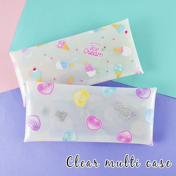 ペンケース 筆箱 小物入れ クリアマルチケース Lサイズ レディース