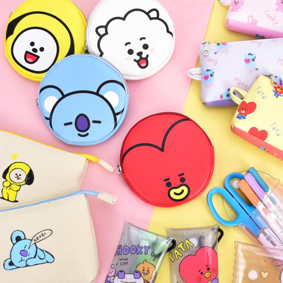 BT21 公式ライセンス商品 化粧ポーチ 2ルーム 小物入れ ポーチ 3ポケット レディース 女子 通勤 通学 旅行 大人 学生 子供 かわいい  キャラクター グッズ