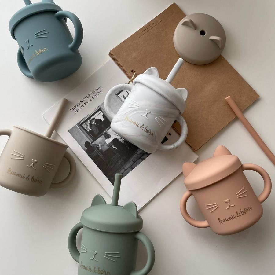 カワイイアンドボーン シリコンストローマグ こぼれない BPA free