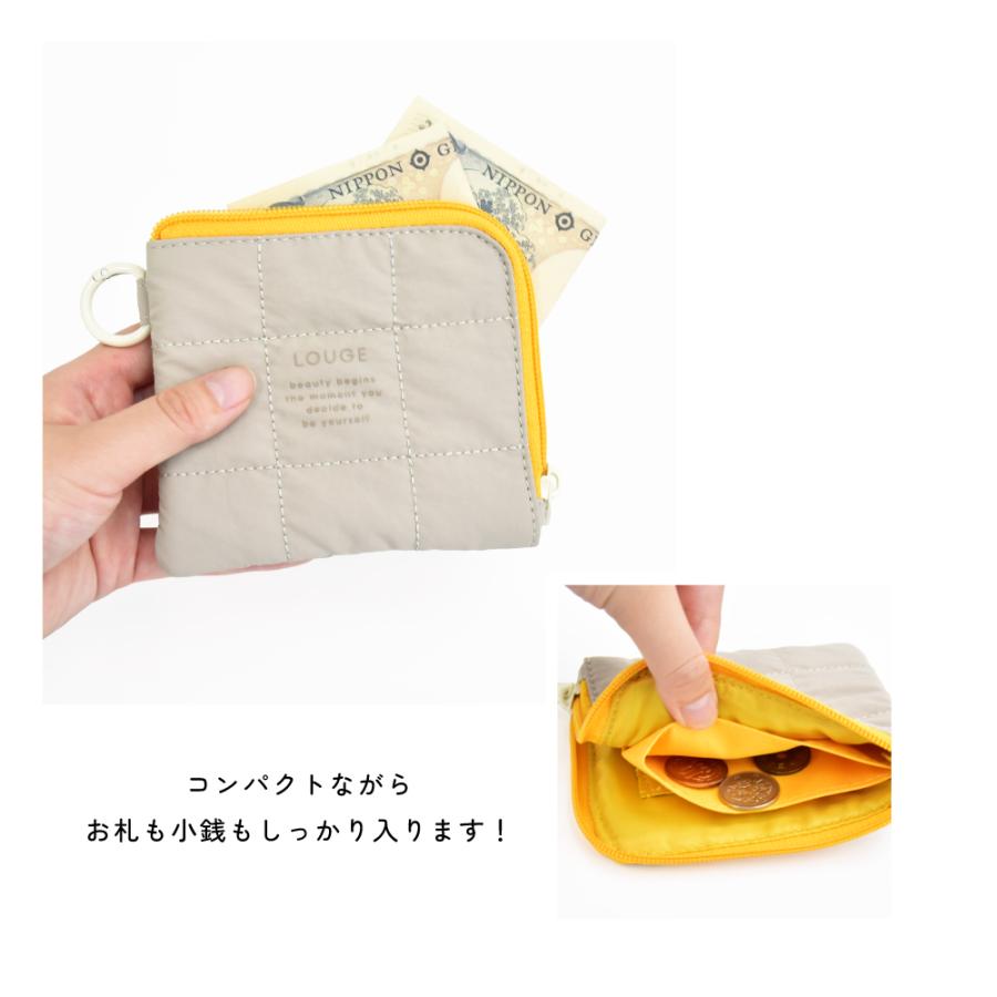 ミニ財布 キルティング ミニウォレット L字ファスナー 軽量 ユニ