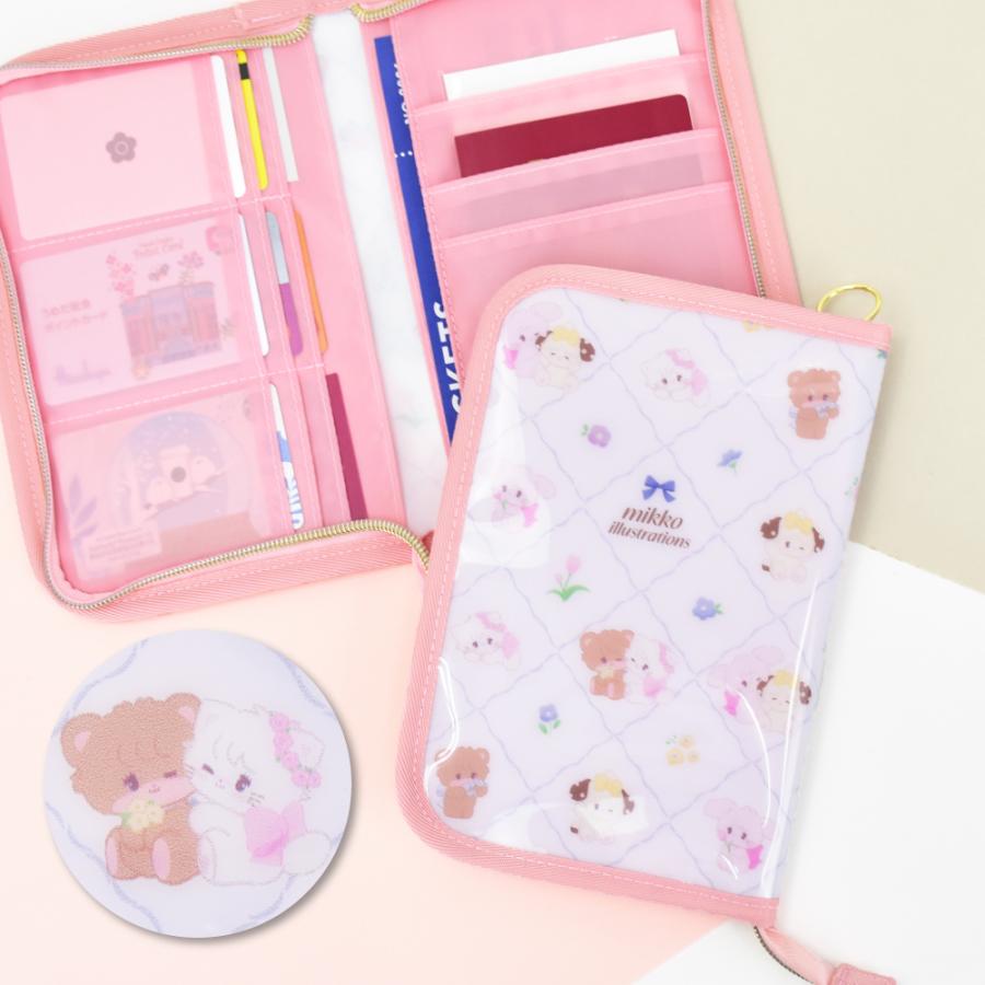 mikko ポーチ 手帳型 通帳ケース カードケース 大容量 透明 チケット