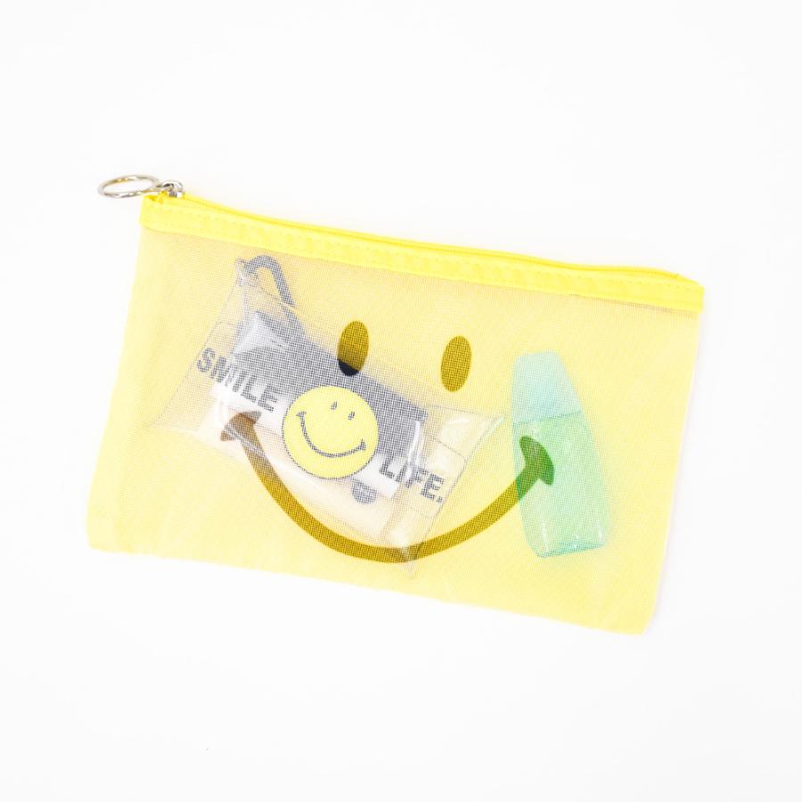 スマイル ポーチ フラットポーチ 大きめ 仕分け メッシュ 母子手帳