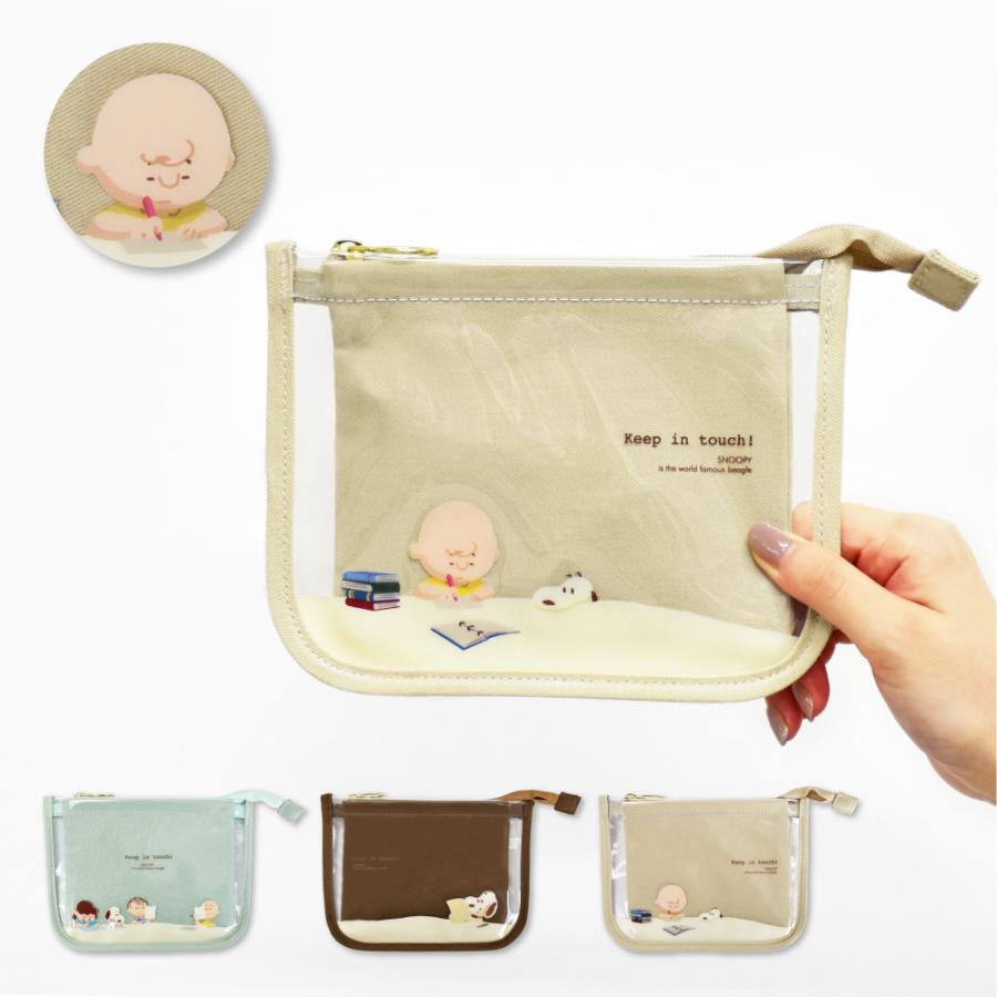 SNOOPY（スヌーピー） 化粧ポーチ クリア 小さめ 小物入れ フラット