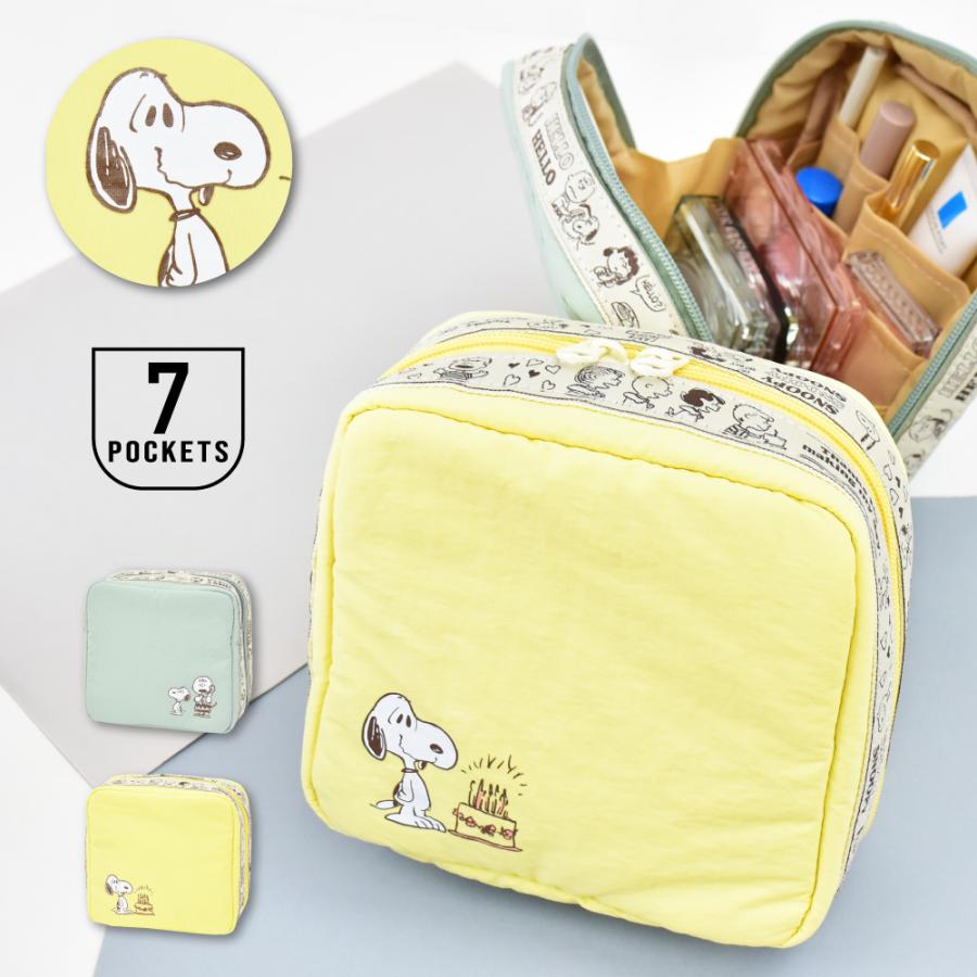 SNOOPY（スヌーピー） 化粧ポーチ 大容量 小物入れ スクエアポーチ
