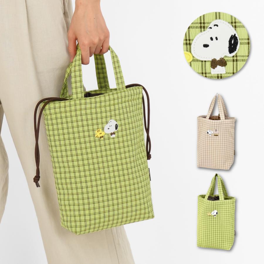 SNOOPY（スヌーピー） トートバッグ チェック柄 トート レディース