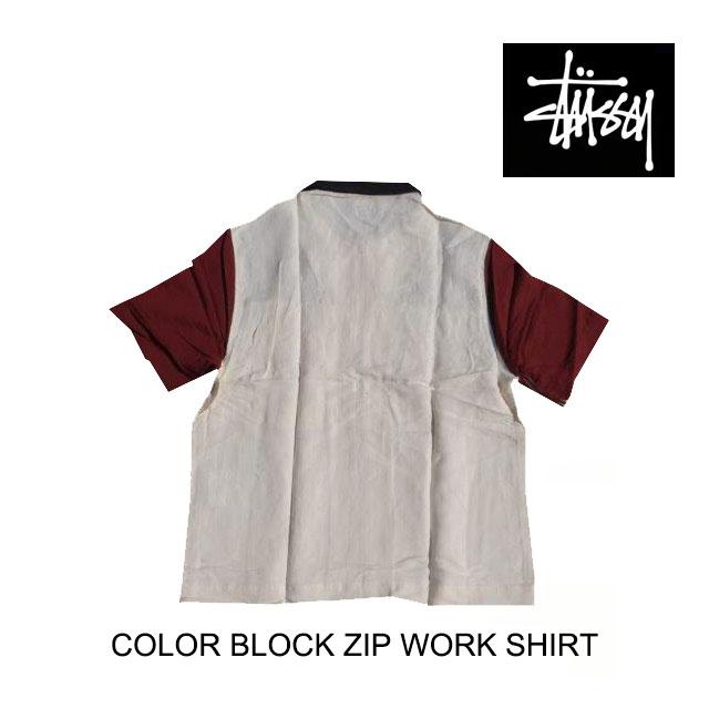 じ*じ様 STUSSY Color Block Zip Work Shirt L STUSSY（ステューシー） カラー ブロック ジップ ワーク シャツ COLOR