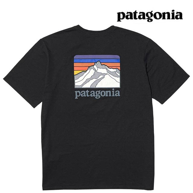 Patagonia パタゴニア ライン・ロゴ・リッジ 山岳プリント ロンT 黒 patagonia（パタゴニア） ライン ロゴ リッジ ポケット レスポンシビ