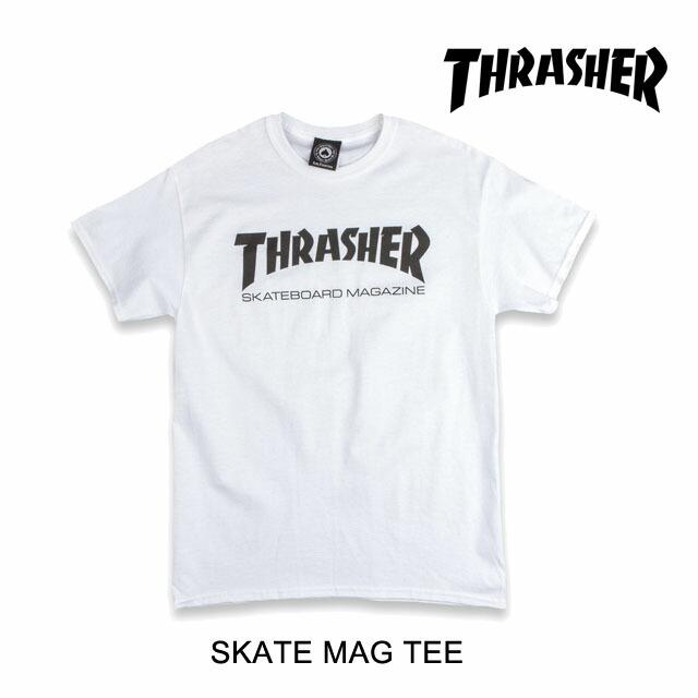 THRASHER スラッシャー Tシャツ SKATE MAG TEE WHITE USAモデル｜active-board