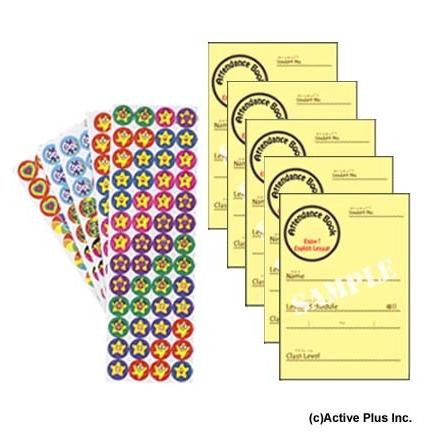 英語教室向けアテンダンスカード＆スティッカーズ5枚セット | 