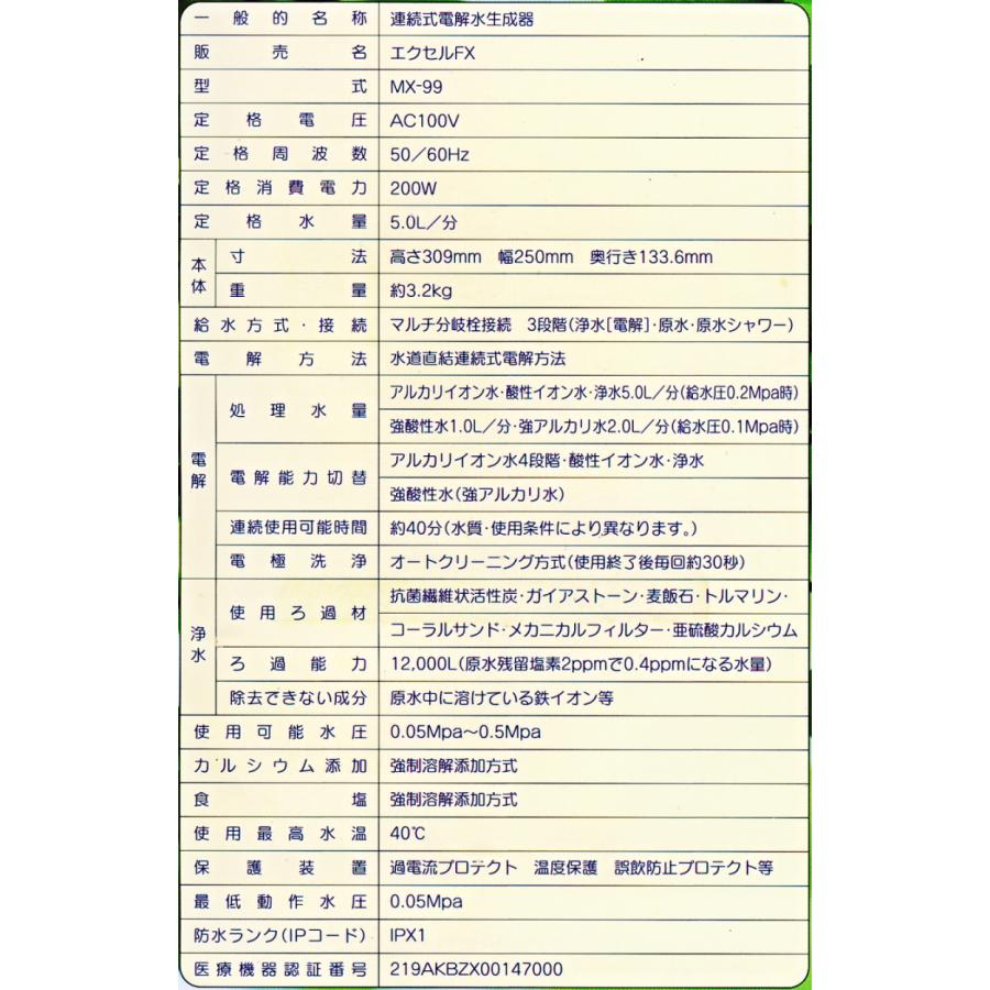 インパートインターナショナル エクセルFX電解還元水生成器 |  | 05