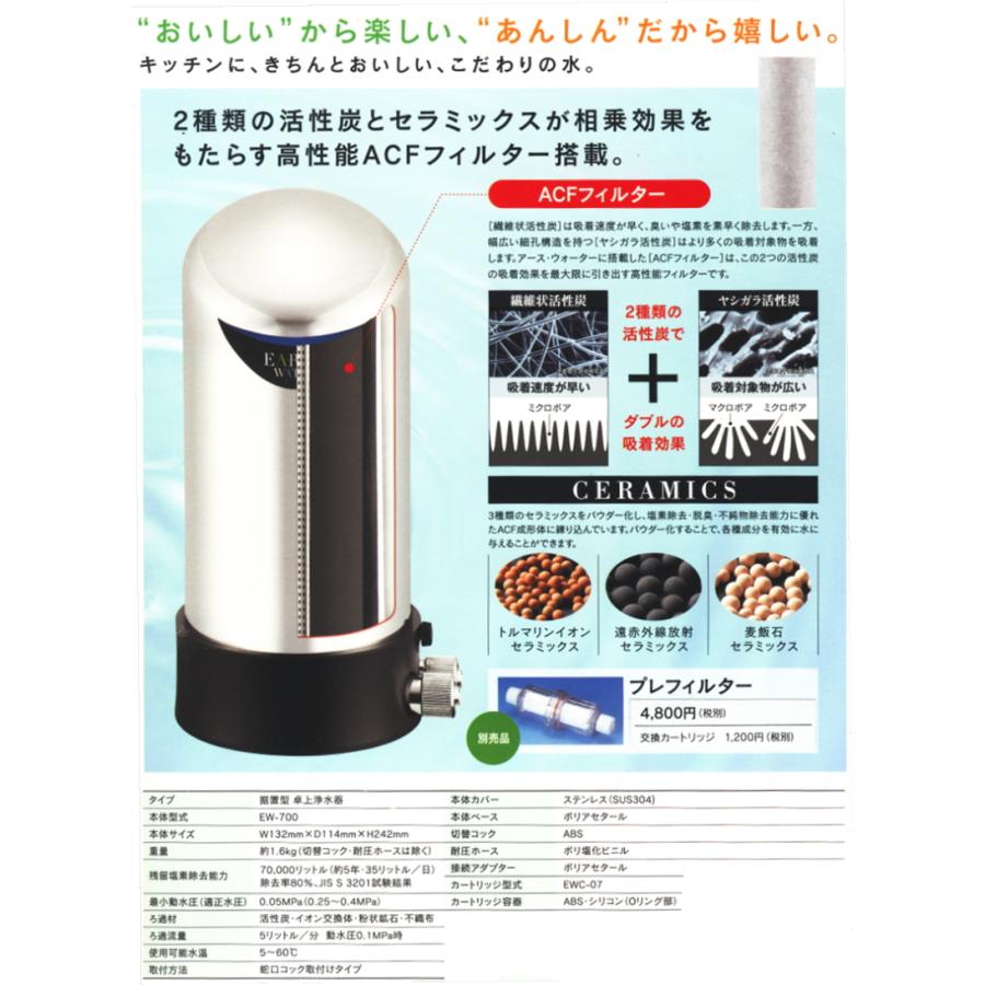 アースウォーターEW-700専用EWC-07型純正浄水器カートリッジ（3ヶ月