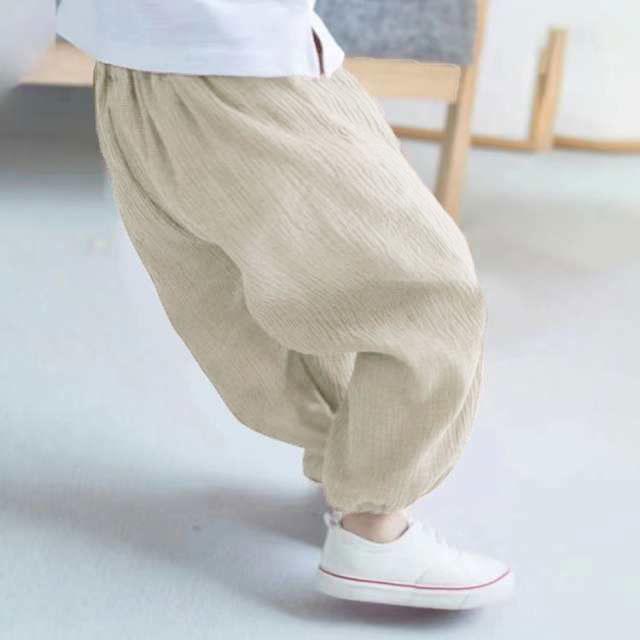 キッズ バルーンパンツ 子供服 男の子 女の子 ロングパンツ 長ズボン 薄手 綿 コットン ガーゼ 涼しいパンツ 春 夏用 サルエルパンツ 裾ゴム 虫 |  | 01