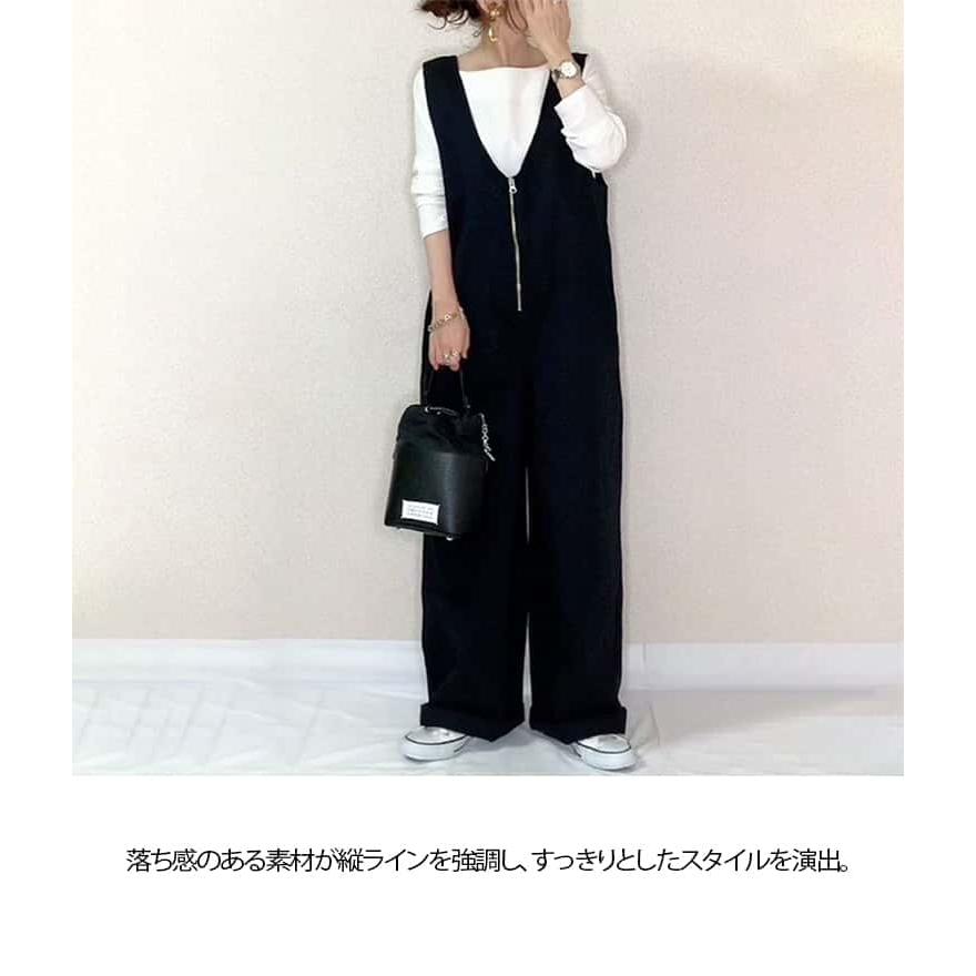 レディース 快適 女子 サロペット オールインワン 春 秋 大人 無地 シンプル ロング丈 Vネック 夏 通気性 ナチュラル ワイドパンツ ゆったり |  | 11