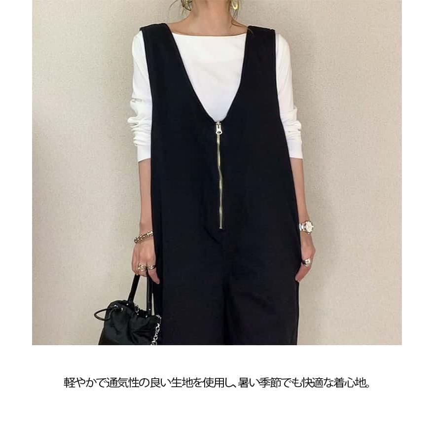 レディース 快適 女子 サロペット オールインワン 春 秋 大人 無地 シンプル ロング丈 Vネック 夏 通気性 ナチュラル ワイドパンツ ゆったり |  | 12