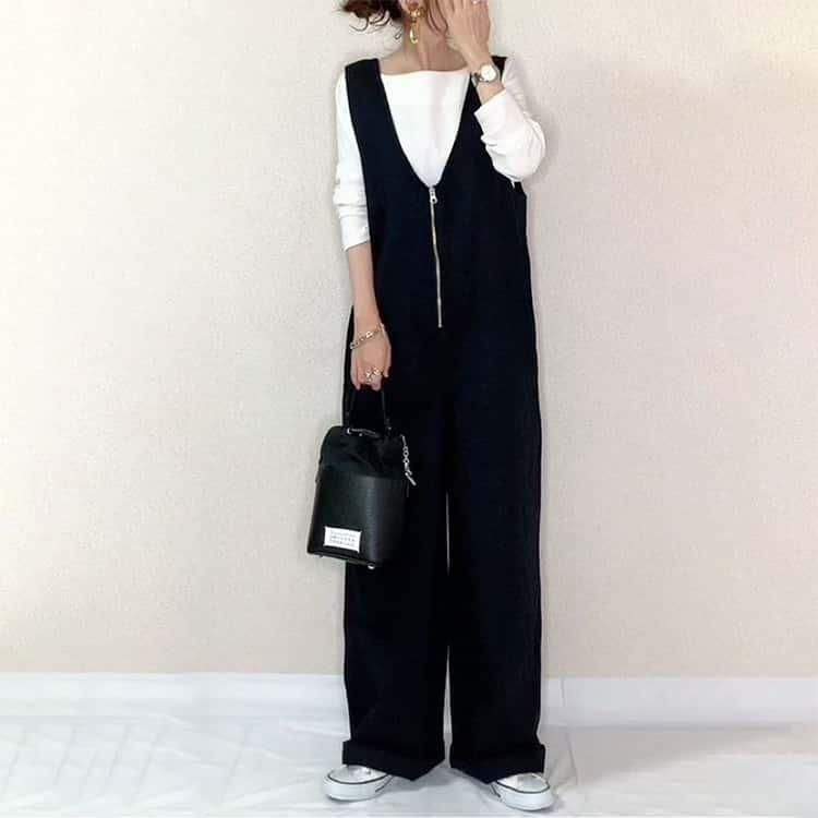 レディース 快適 女子 サロペット オールインワン 春 秋 大人 無地 シンプル ロング丈 Vネック 夏 通気性 ナチュラル ワイドパンツ ゆったり |  | 13
