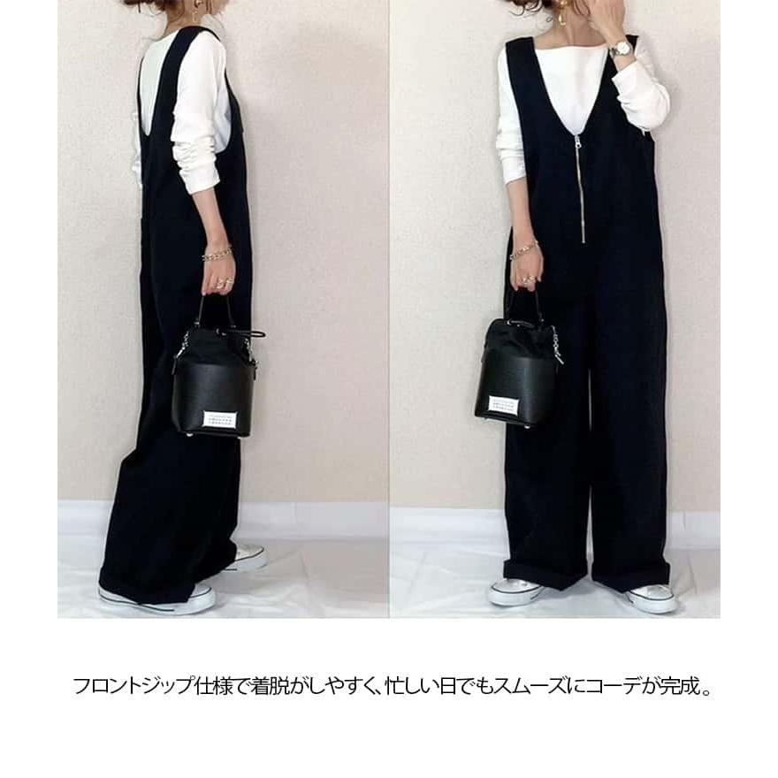 レディース 快適 女子 サロペット オールインワン 春 秋 大人 無地 シンプル ロング丈 Vネック 夏 通気性 ナチュラル ワイドパンツ ゆったり |  | 08