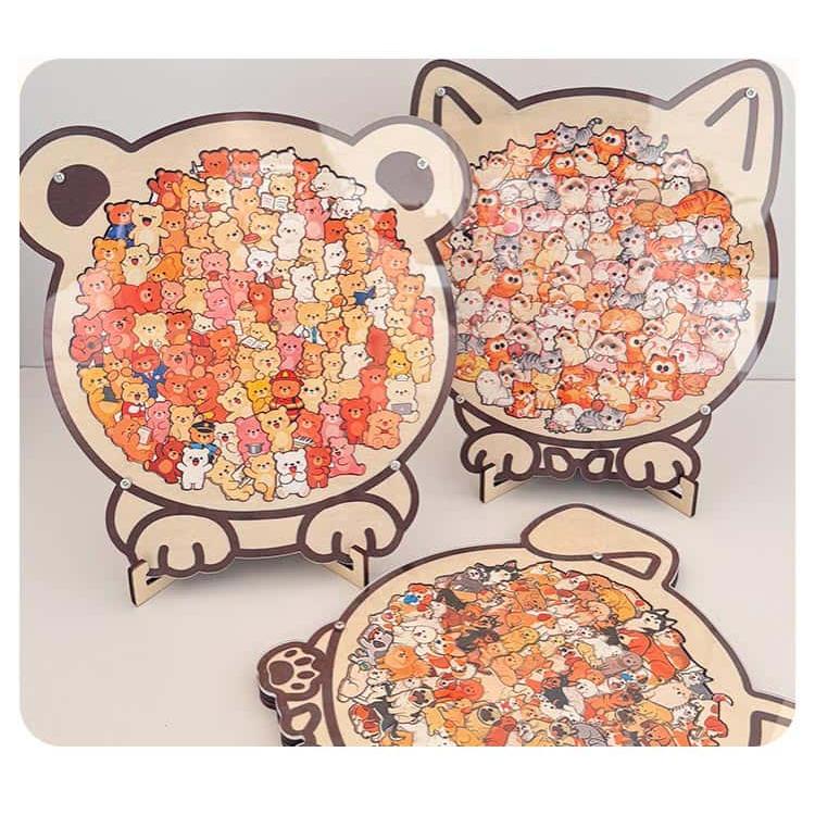 スタンド付き パズル 動物 犬 アートボードジグソー 大人 木製パズル