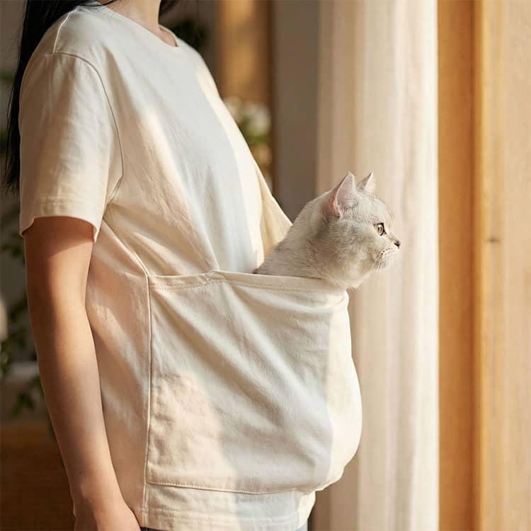 猫抱っこ用服 カンガルーポケット ペット ポケット Tシャツ 抱っこ 半袖tシャツ メンズ 猫抱っこ用服 小型犬 レディース 猫抱っこ用服 大きいサイ |  | 03