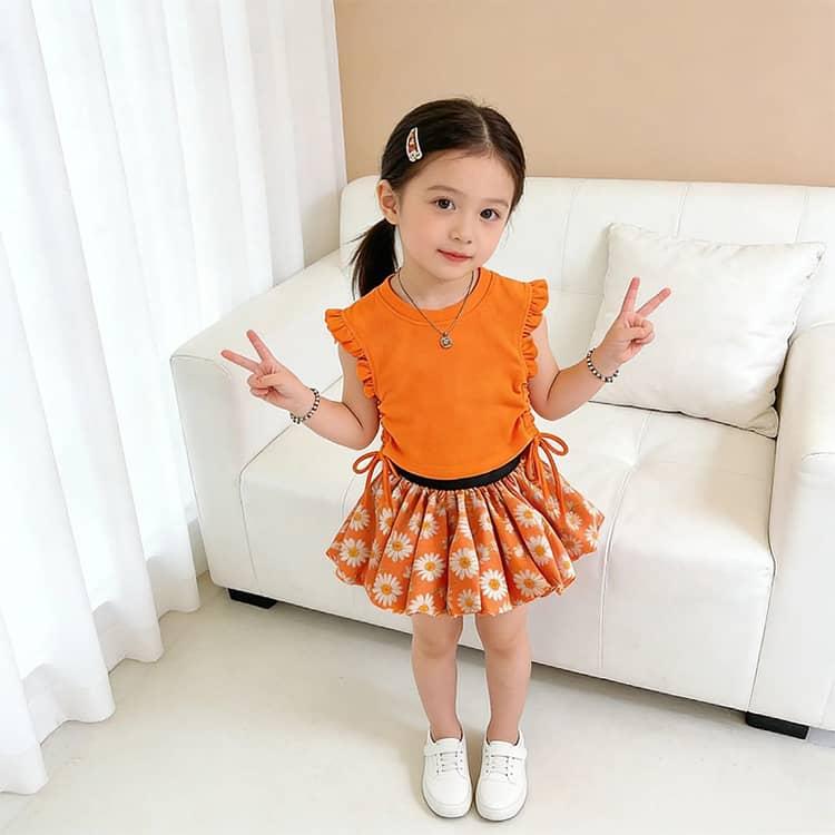おしゃれ かわいい 女の子 スカート 100 セットアップ 2点セット キッズ 韓国風 花柄 フリル 子供服 半袖 ミニスカート ベビー 子供服 子供 |  | 21