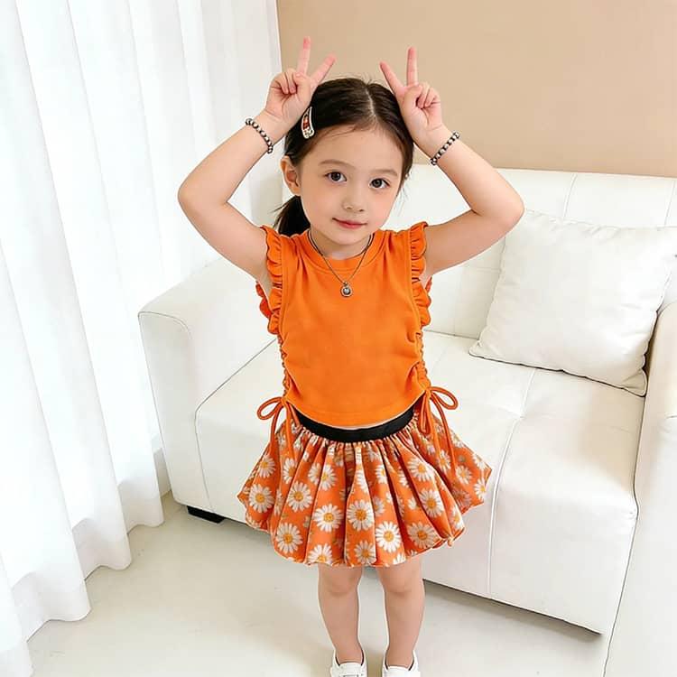 おしゃれ かわいい 女の子 スカート 100 セットアップ 2点セット キッズ 韓国風 花柄 フリル 子供服 半袖 ミニスカート ベビー 子供服 子供 |  | 24