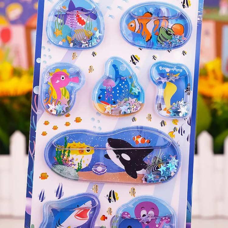 水入りシール 海洋生物 4枚セット 女の子 男の子 ぷっくりシール 水揺れシール 3D立体 ウォーターシール デコシール 小学生 ごほうびシール 魚 |  | 02