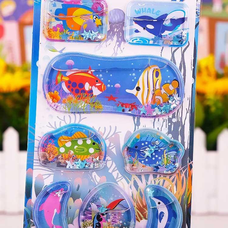 水入りシール 海洋生物 4枚セット 女の子 男の子 ぷっくりシール 水揺れシール 3D立体 ウォーターシール デコシール 小学生 ごほうびシール 魚 |  | 03