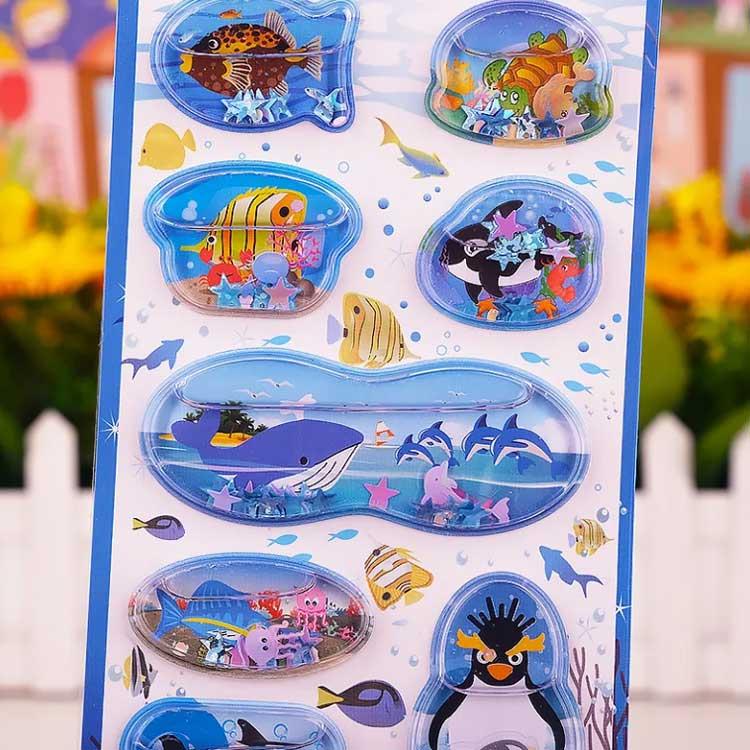 水入りシール 海洋生物 4枚セット 女の子 男の子 ぷっくりシール 水揺れシール 3D立体 ウォーターシール デコシール 小学生 ごほうびシール 魚 |  | 04