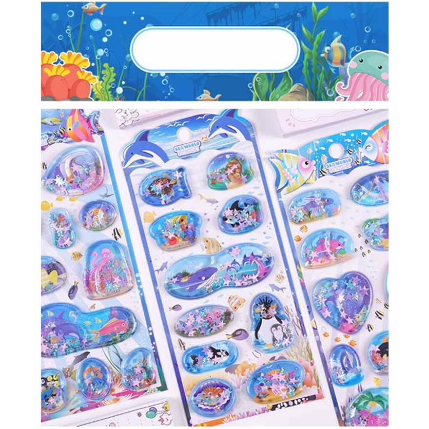 水入りシール 海洋生物 4枚セット 女の子 男の子 ぷっくりシール 水揺れシール 3D立体 ウォーターシール デコシール 小学生 ごほうびシール 魚 |  | 07