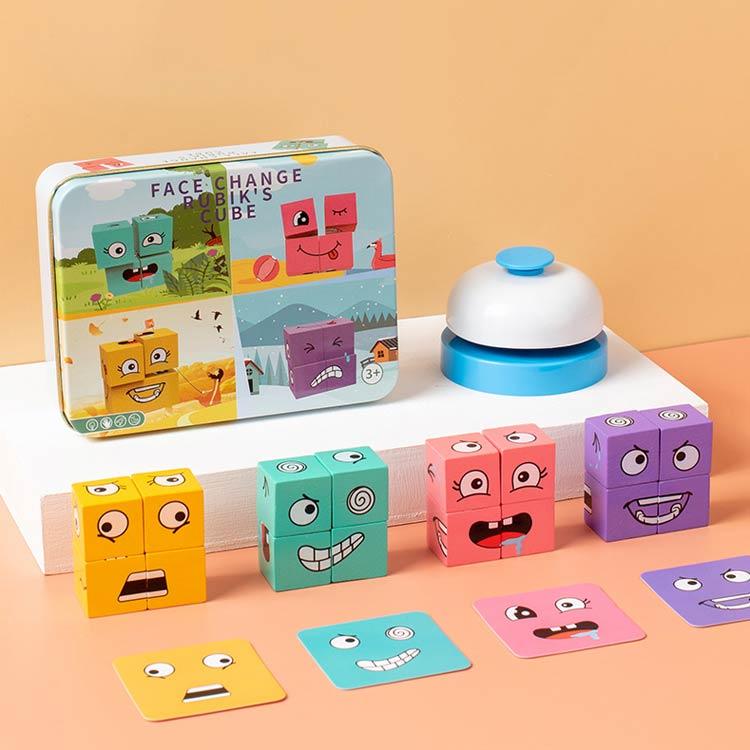 顔変化 ブロックゲーム 木製 フェイスチェンジ マジックキューブ 教育 パズル 知育おもちゃ フィジェットトイ ストレス解消 ミニボードゲーム 子供 |  | 03