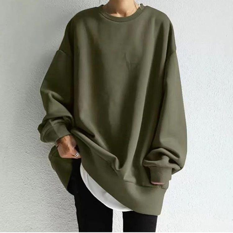 ゆったりシルエット ロングトレーナー レディース Tシャツ カットソー ゆったり 大きいサイズ 体型カバー トップス トレーナー 長袖 薄手 春 秋 |  | 03