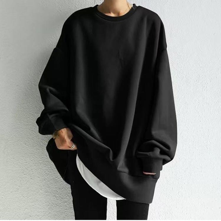 ゆったりシルエット ロングトレーナー レディース Tシャツ カットソー ゆったり 大きいサイズ 体型カバー トップス トレーナー 長袖 薄手 春 秋 |  | 04
