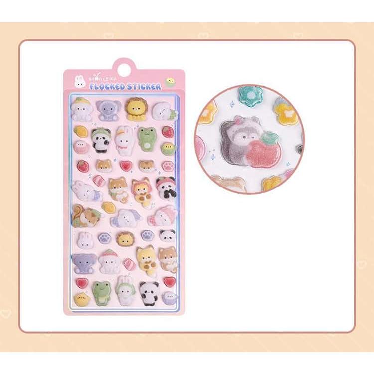 4枚入 コットンシール パフィーシール 立体シール 3d 起毛 ぷっくりシール 大量 ぷくぷく ごほうび シール 交換ステッカー シール かわいい 寿 |  | 18