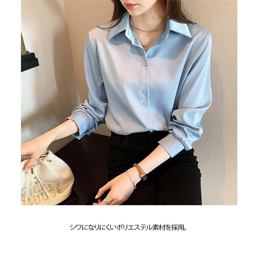 ブラウス とろみ オフィス 長袖 レディース シャツブラウス 白 シャツ 春夏 秋 フォーマル シワになりにくい 襟付き 開襟 大きいサイズ スキッパ |  | 10