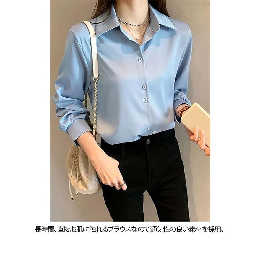 ブラウス とろみ オフィス 長袖 レディース シャツブラウス 白 シャツ 春夏 秋 フォーマル シワになりにくい 襟付き 開襟 大きいサイズ スキッパ |  | 12