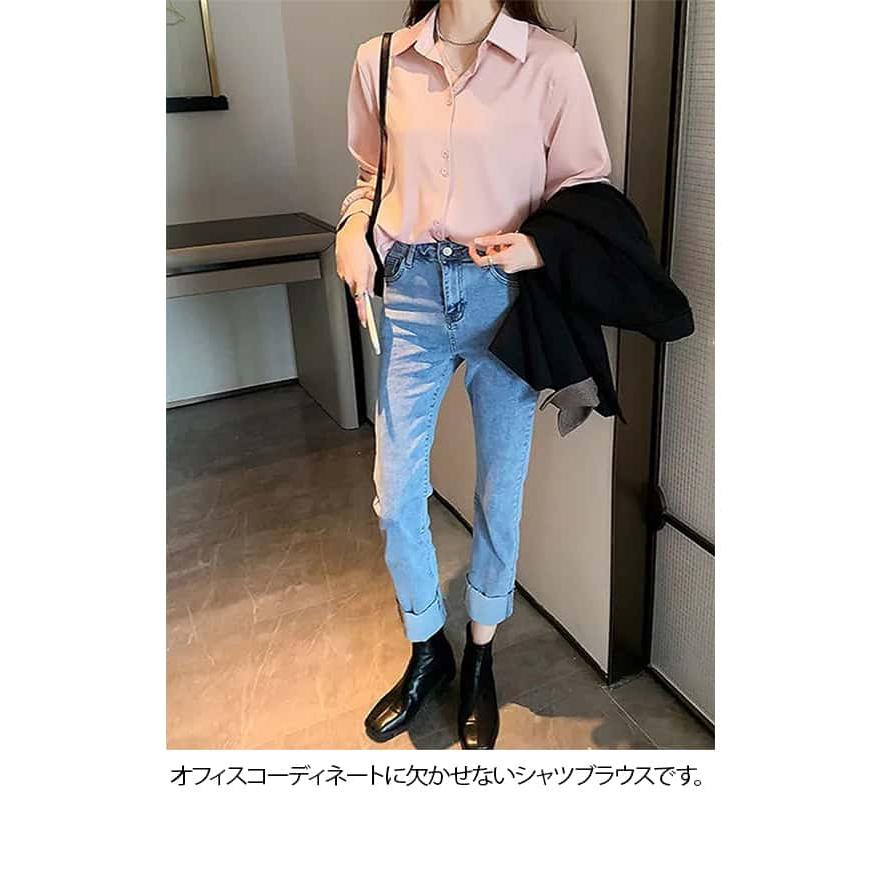 ブラウス とろみ オフィス 長袖 レディース シャツブラウス 白 シャツ 春夏 秋 フォーマル シワになりにくい 襟付き 開襟 大きいサイズ スキッパ |  | 09
