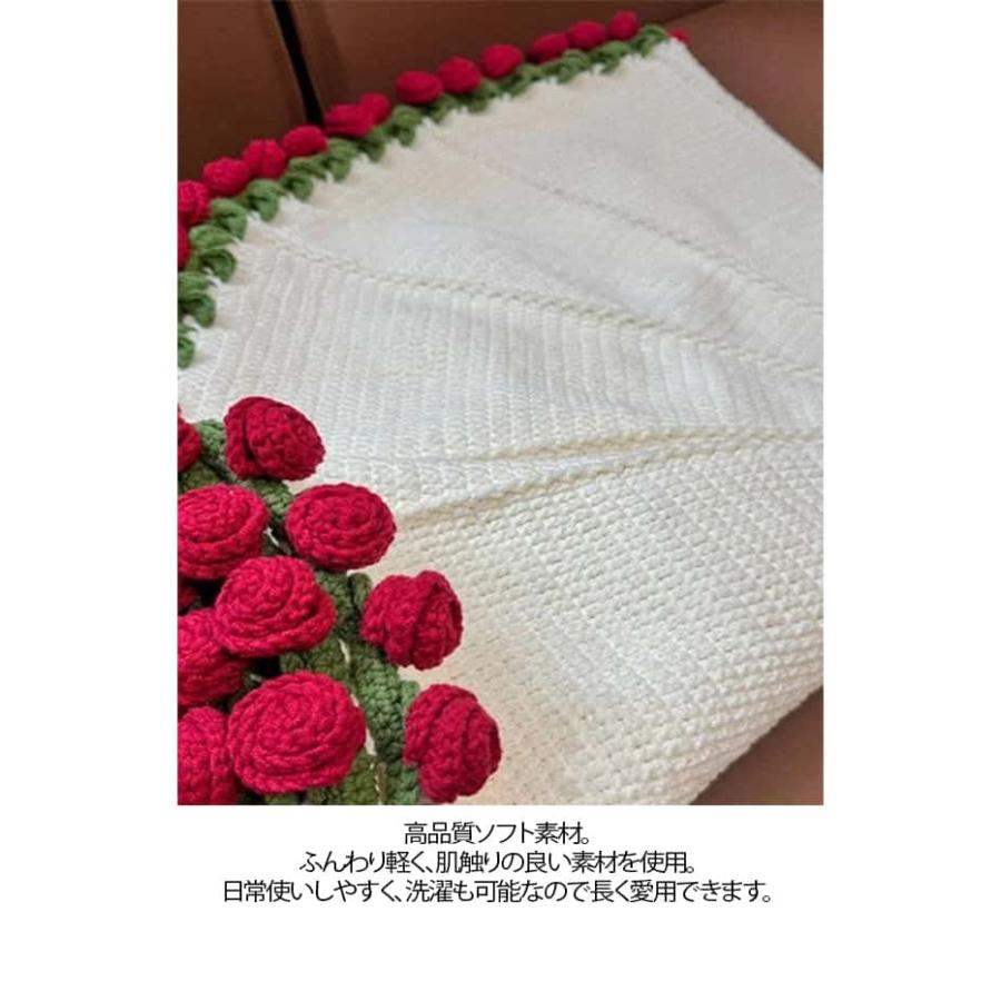 花束ブランケット かぎ針編みキット バラ 毛糸 DIY 手作り ブーケ ブランケット 未完成品 初心者向け 柔らかい フラワー 編み物 セット 花束の |  | 11