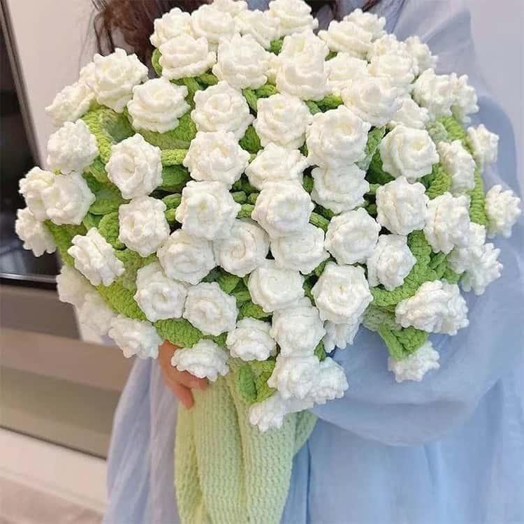花束ブランケット かぎ針編みキット バラ 毛糸 DIY 手作り ブーケ ブランケット 未完成品 初心者向け 柔らかい フラワー 編み物 セット 花束の |  | 14