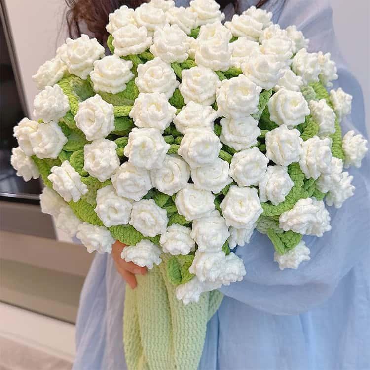 花束ブランケット かぎ針編みキット バラ 毛糸 DIY 手作り ブーケ ブランケット 未完成品 初心者向け 柔らかい フラワー 編み物 セット 花束の |  | 01