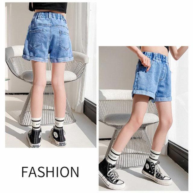 ショートパンツ 女の子 夏用 デニムショートパンツ 短パン 半ズボン ボトムス ロールアップ ジュニア デニムパンツ かわいい オシャレ 110 12 |  | 11